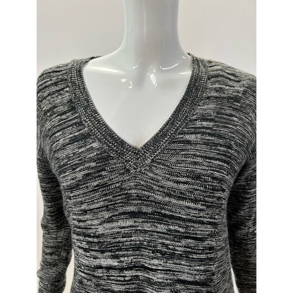 Ellen Tracy Womens Pullover Sweater Black Gray Melange Long Sleeve V Neck S - Picture 7 of 12